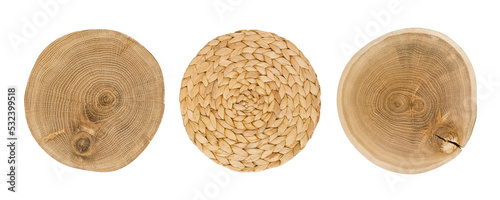 Round woven and wooden place mats