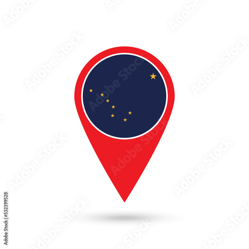 Map pointer with flag of Alaska. Vector illustration. Free Download Map pointer with flag of Alaska. Vector illustration. - GFXLoad