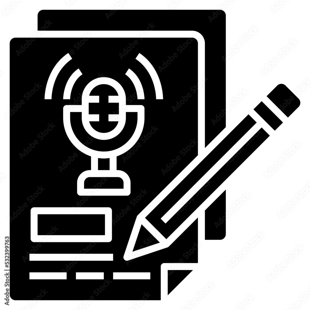 Planning Podcast glyph icon. Can be used for digital product, presentation, print design and more.