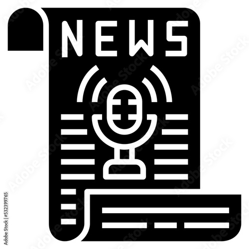 News Podcast glyph icon. Can be used for digital product, presentation, print design and more. © Iftachul