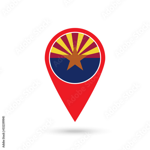 Map pointer with flag of Arizona. Vector illustration. Free Download Map pointer with flag of Arizona. Vector illustration. - GFXLoad