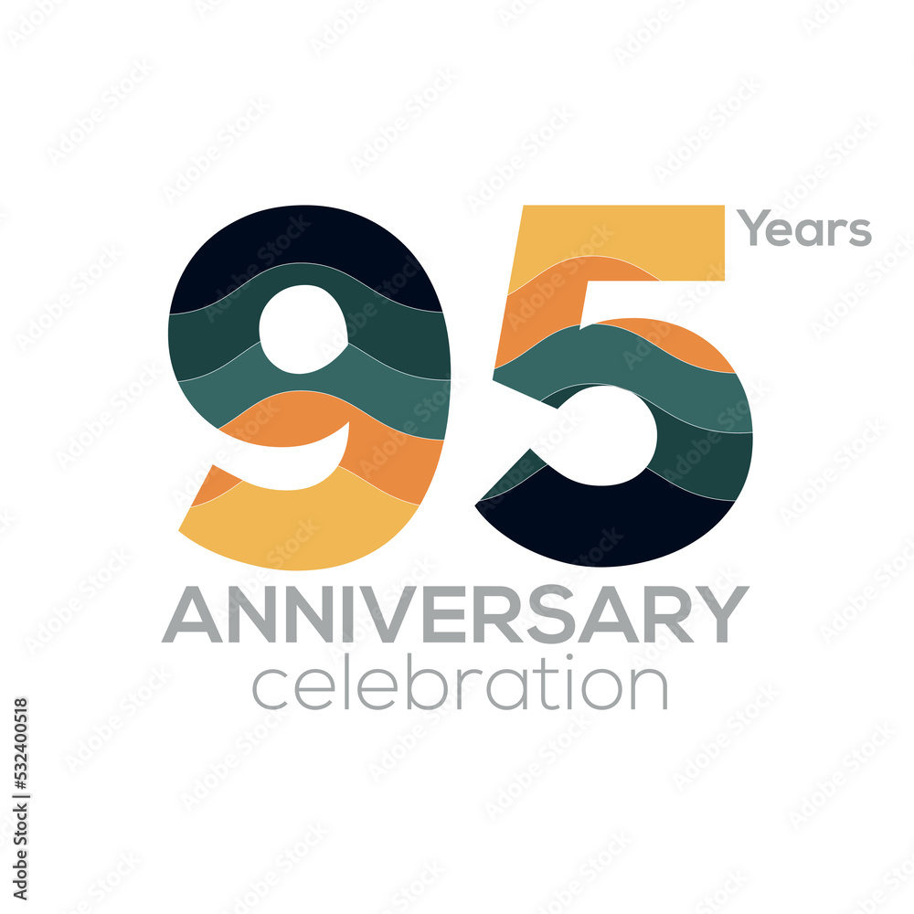 95th Anniversary Logo Design, Number 95 Icon Vector Template.Minimalist Color Palettes 95th Anniversary Logo Design, Number 95 Icon Vector Template.Minimalist Color Palettes