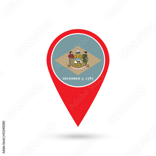 Free Download Map pointer with flag of Delaware. Vector illustration. - GFXLoad