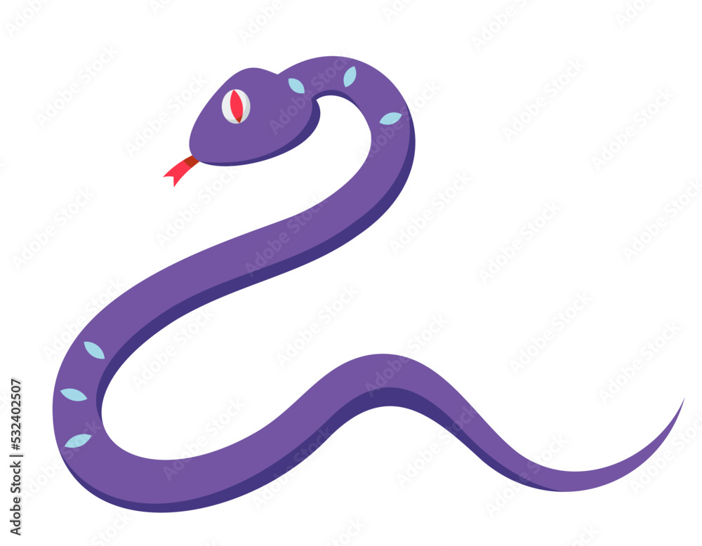 Fototapeta premium Snake side view. Halloween character in cartoon style.