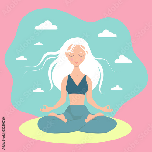 Beautiful blond girl during the meditation 