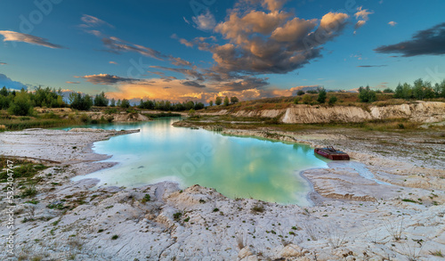 Tableau sur toile Former kaolin quarry called Maldives near Nepomysl - evening photos - Czech Repu