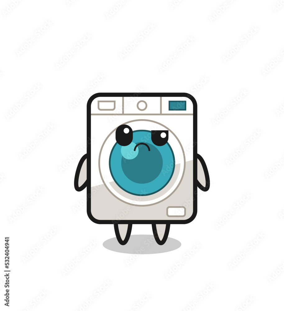 the mascot of the washing machine with sceptical face the mascot of the washing machine with sceptical face