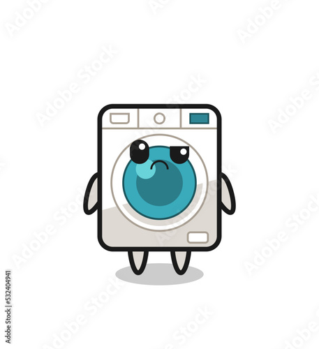 the mascot of the washing machine with sceptical face