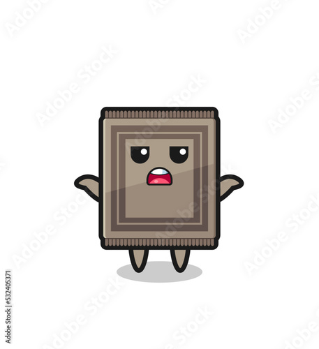 carpet mascot character saying I do not know