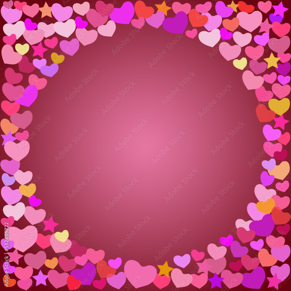 love many pink hearts Leave a circle in the middle to write your thoughts, Valentines day pattern,