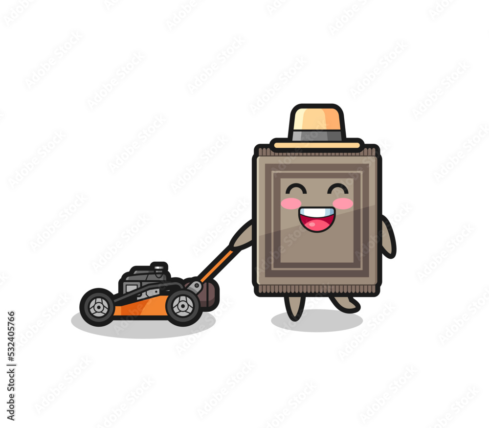 illustration of the carpet character using lawn mower illustration of the carpet character using lawn mower