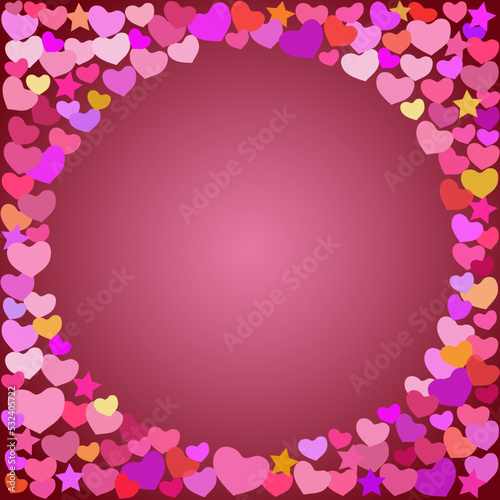 love many pink hearts Leave a circle in the middle to write your thoughts, Valentines day pattern,