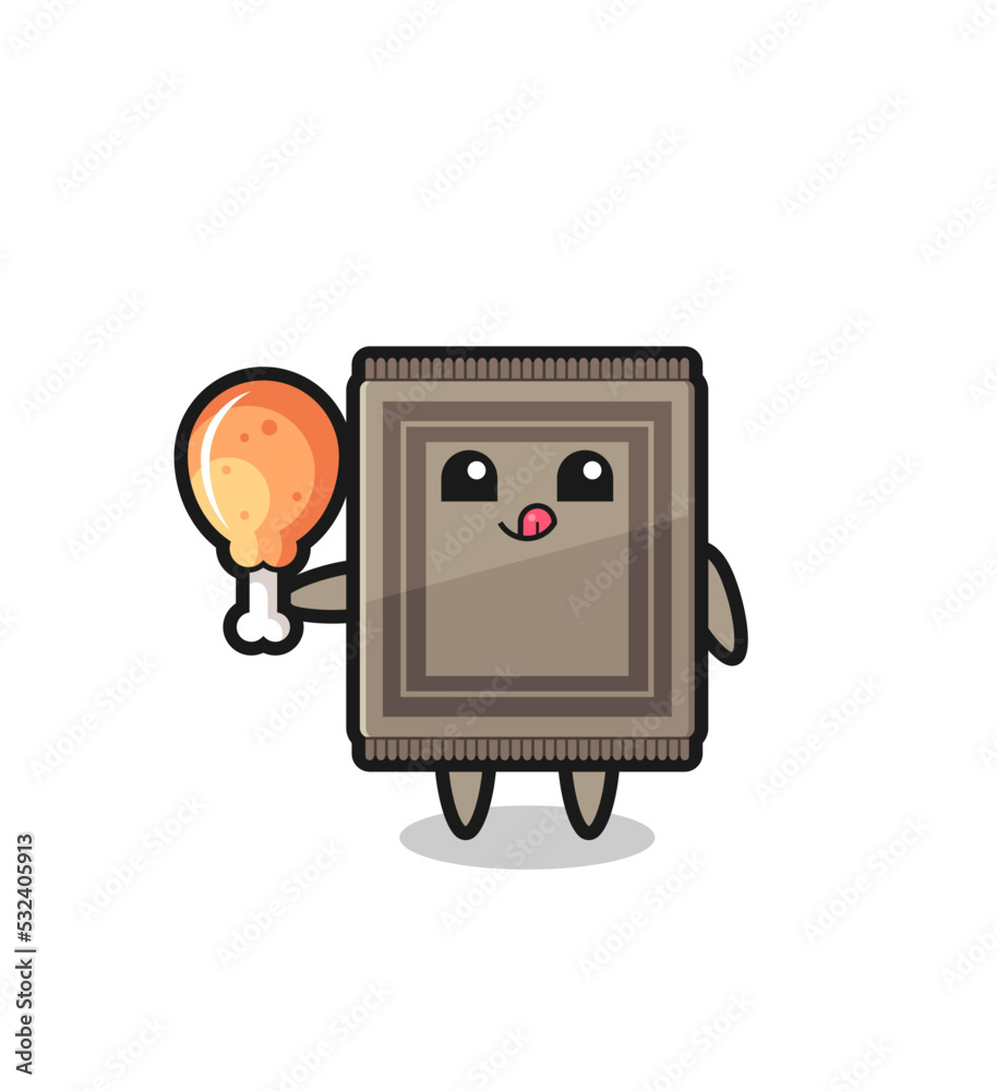 carpet cute mascot is eating a fried chicken carpet cute mascot is eating a fried chicken