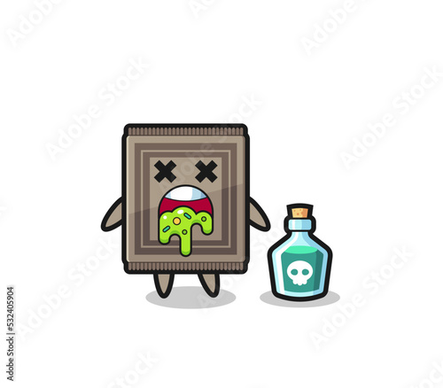 illustration of an carpet character vomiting due to poisoning