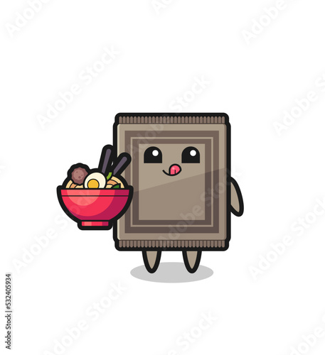 cute carpet character eating noodles