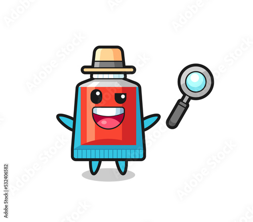 illustration of the toothpaste mascot as a detective who manages to solve a case
