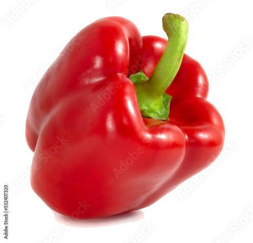 Fresh red paprika, bell pepper isolated on white background.