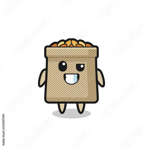 cute wheat sack mascot with an optimistic face