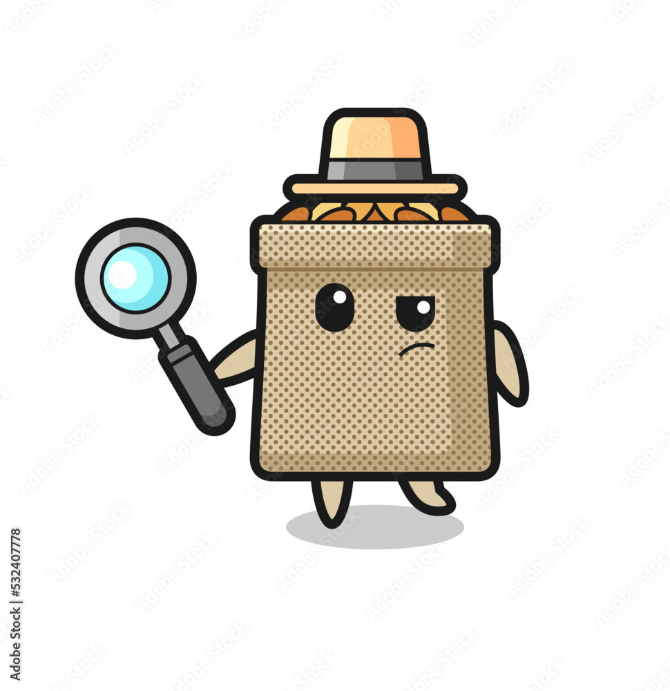 wheat sack detective character is analyzing a case wheat sack detective character is analyzing a case
