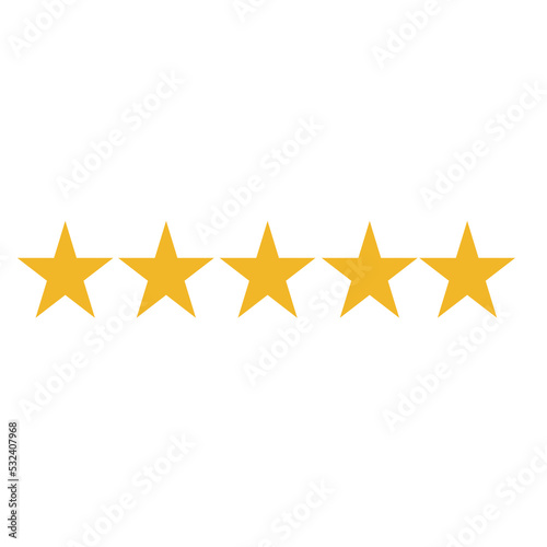 vector image five stars out of five. best level