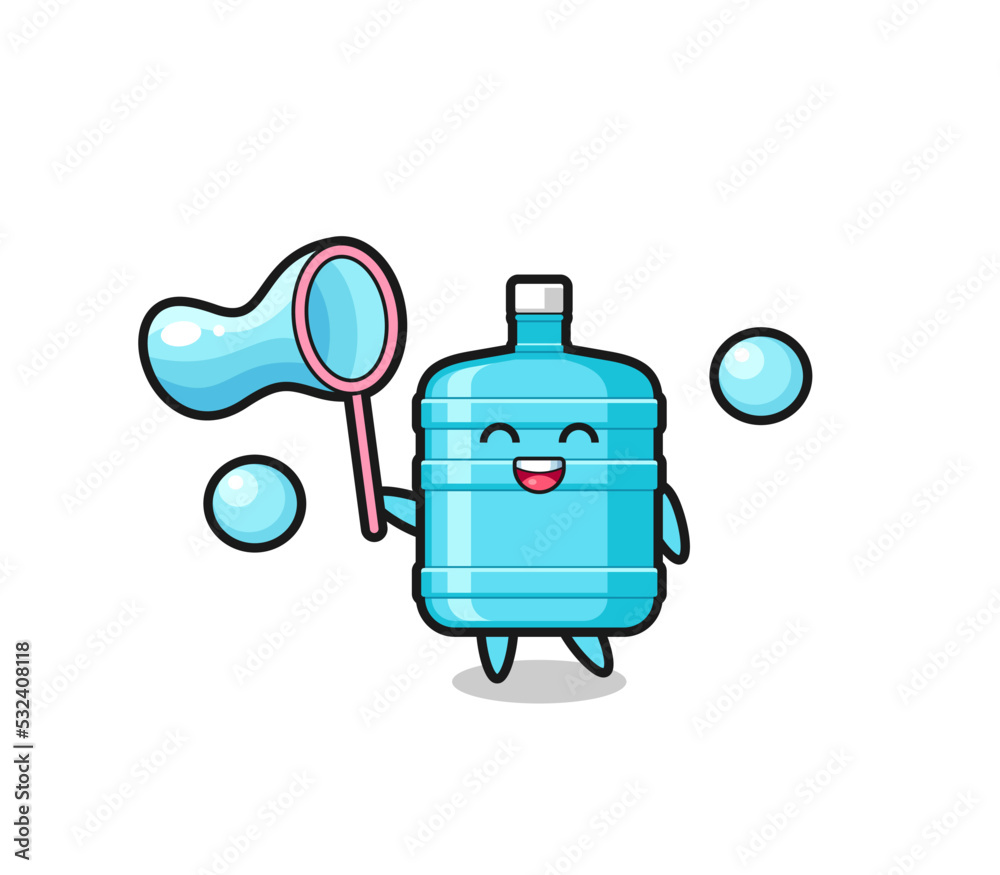 happy gallon water bottle cartoon playing soap bubble happy gallon water bottle cartoon playing soap bubble