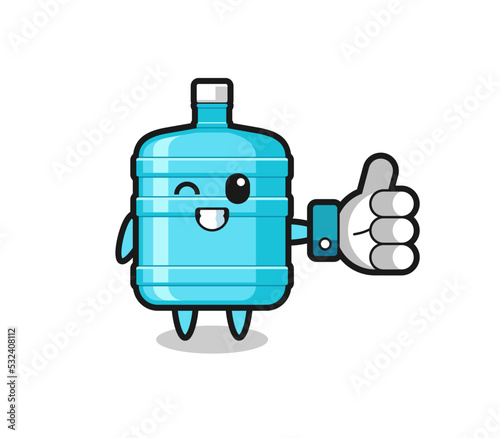 cute gallon water bottle with social media thumbs up symbol