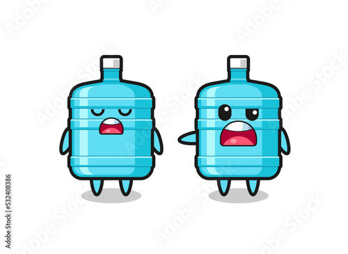 illustration of the argue between two cute gallon water bottle characters