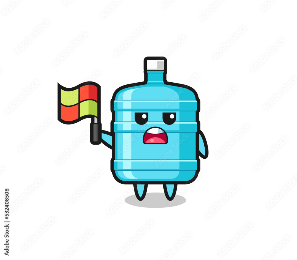 gallon water bottle character as line judge putting the flag up gallon water bottle character as line judge putting the flag up