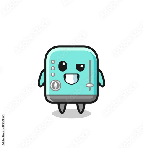 cute toaster mascot with an optimistic face