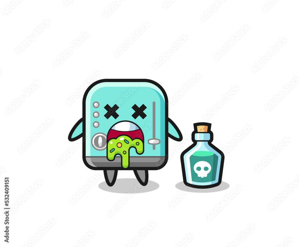 Obraz premium illustration of an toaster character vomiting due to poisoning