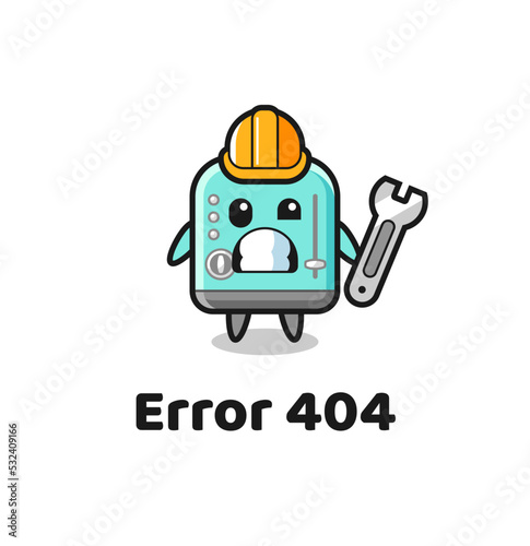 error 404 with the cute toaster mascot