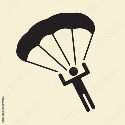 hand drawn of parachute , flat style