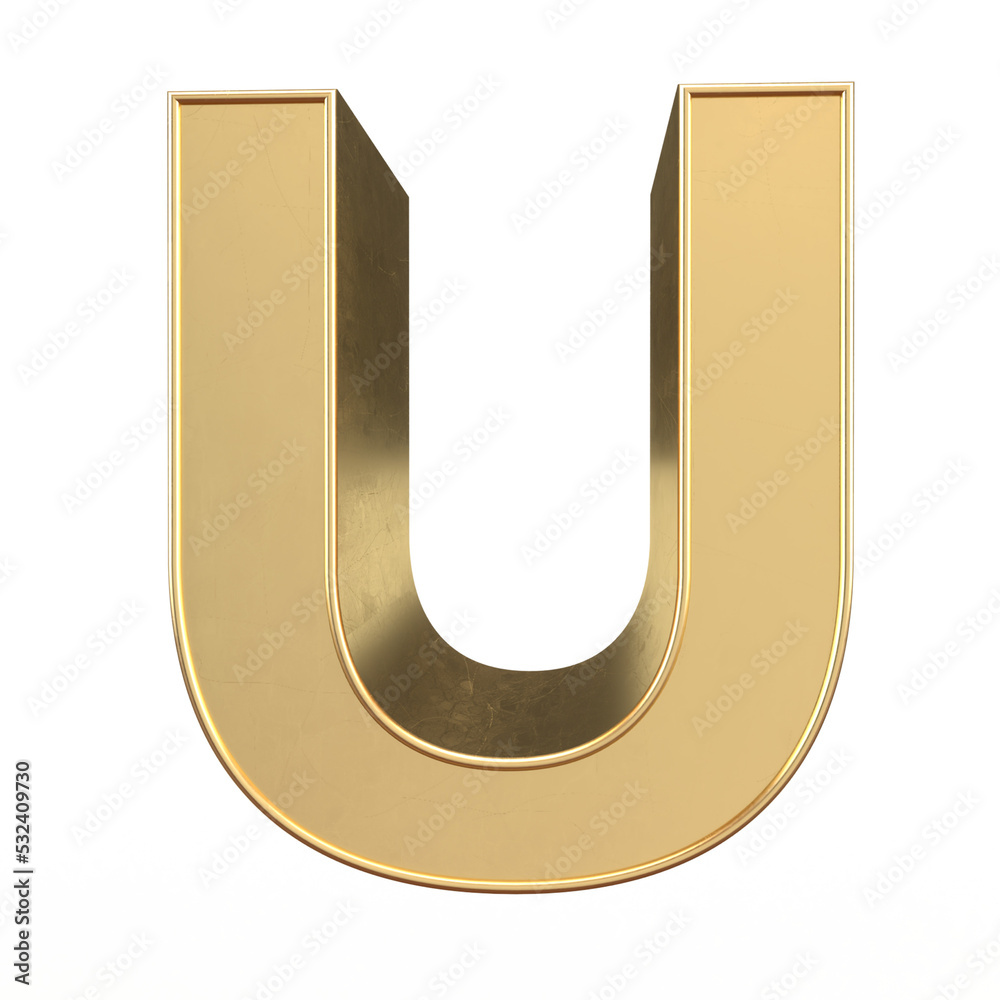 Gold 3d letter U Gold 3d letter U
