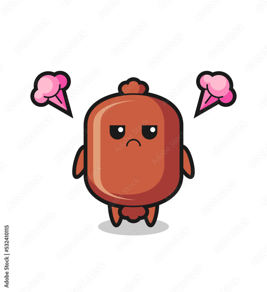 Fototapeta premium annoyed expression of the cute sausage cartoon character