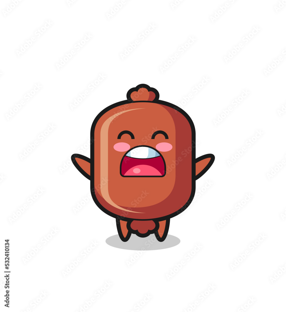 cute sausage mascot with a yawn expression cute sausage mascot with a yawn expression