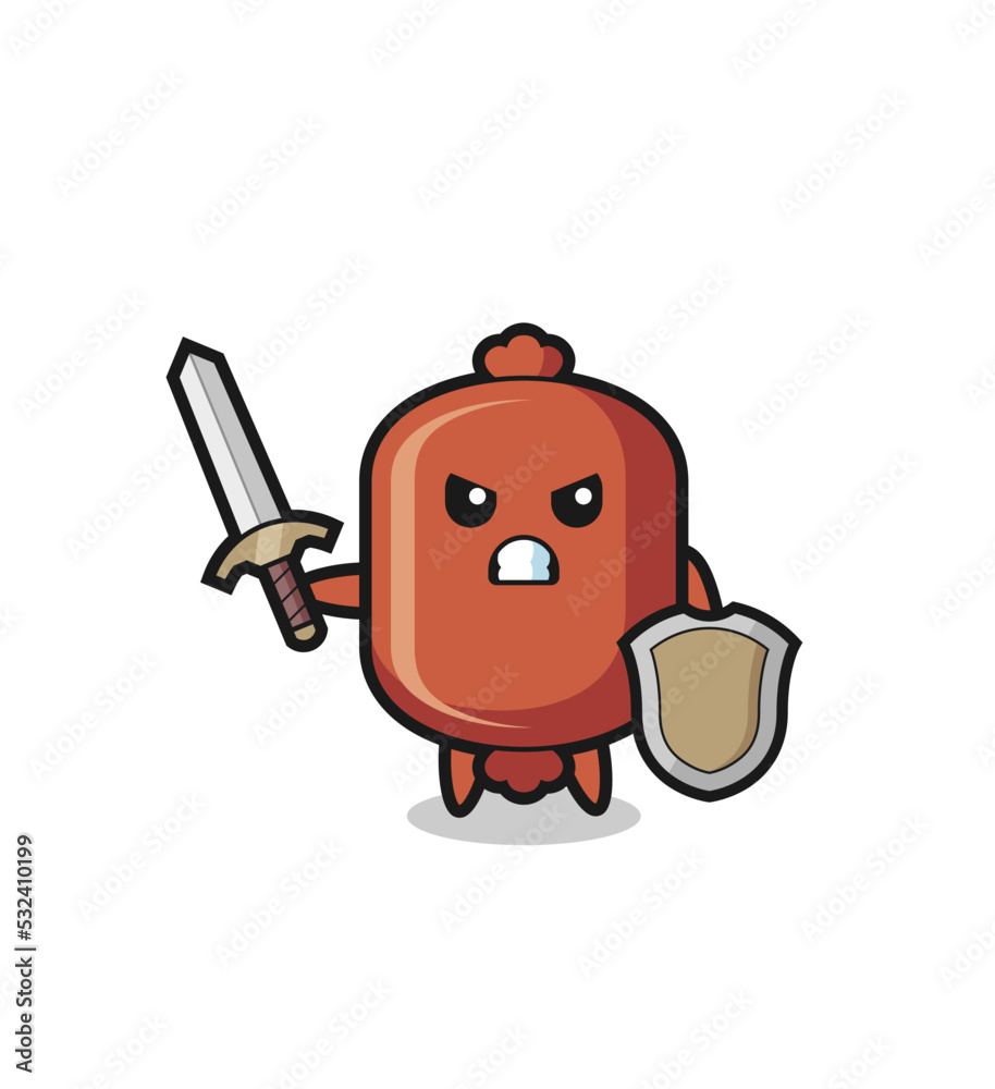 cute sausage soldier fighting with sword and shield cute sausage soldier fighting with sword and shield