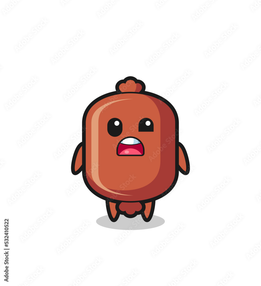 the shocked face of the cute sausage mascot the shocked face of the cute sausage mascot