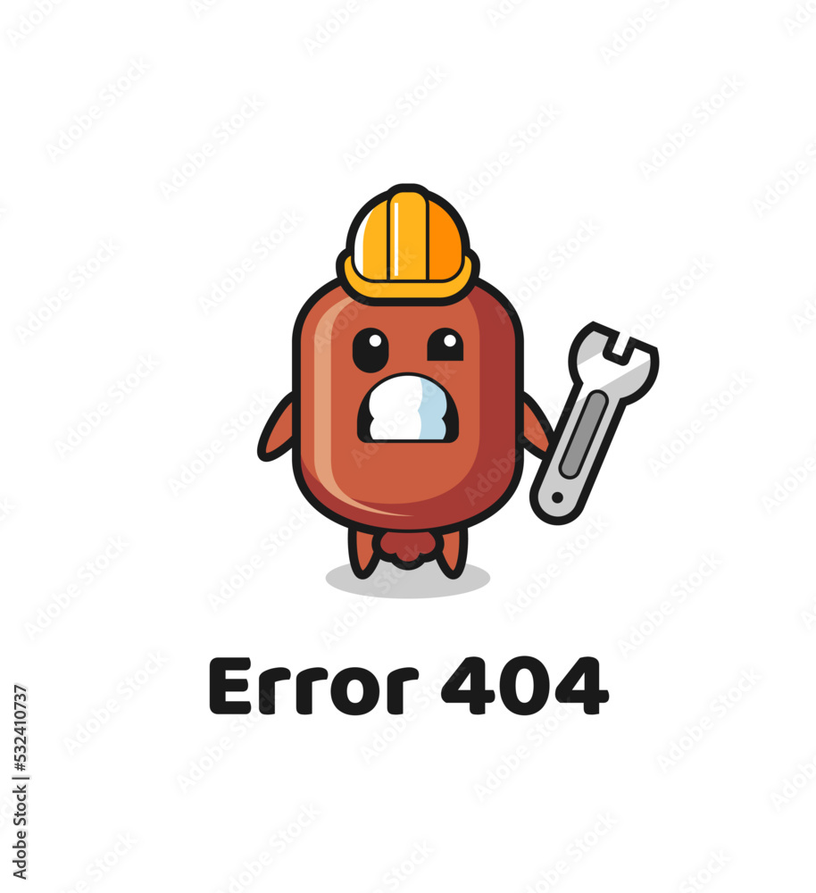 error 404 with the cute sausage mascot