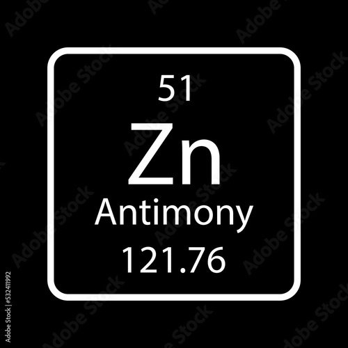 Antimony symbol. Chemical element of the periodic table. Vector illustration.