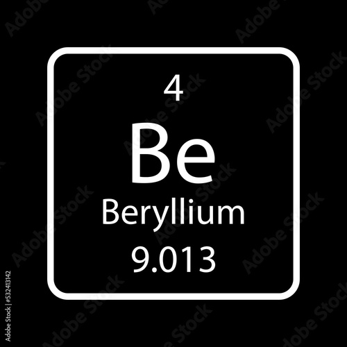 Beryllium symbol. Chemical element of the periodic table. Vector illustration.