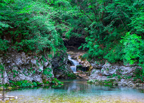 Colorful landscape of mountains river