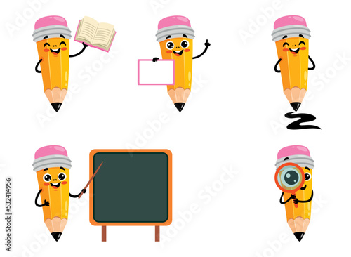 Cartoon Drawing Of A Pencil Character