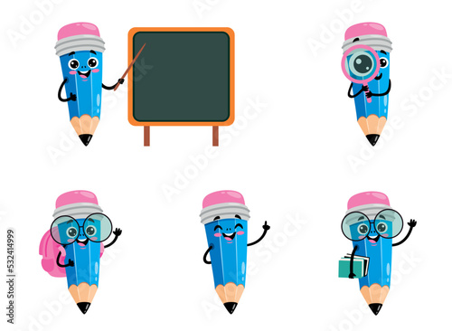 Cartoon Drawing Of A Pencil Character