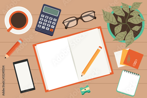 Top View Of A Desk