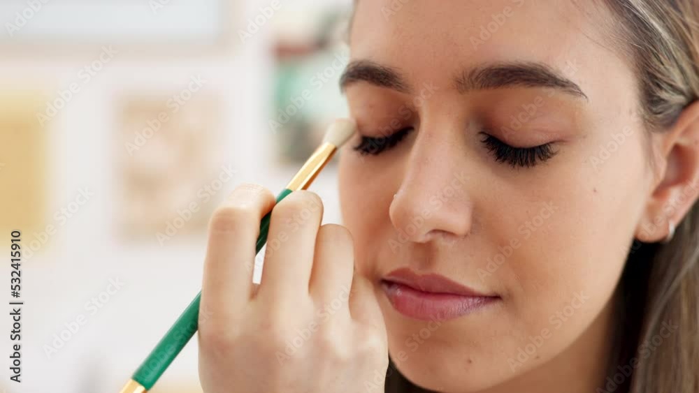 Makeup, eyeshadow and cosmetics on woman for beauty, makeover and glamour to attend an event or date. Beautician, process and face of young female model with a cosmetologist in a studio or salon Makeup, eyeshadow and cosmetics on woman for beauty, makeover and glamour to attend an event or date. Beautician, process and face of young female model with a cosmetologist in a studio or salon