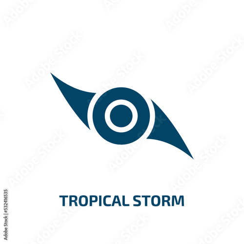 tropical storm icon from weather collection. Filled tropical storm, cyclone, hurricane glyph icons isolated on white background. Black vector tropical storm sign, symbol for web design and mobile apps