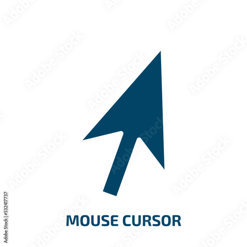 mouse cursor icon from user interface collection. Filled mouse cursor, arrow, mouse glyph icons isolated on white background. Black vector mouse cursor sign, symbol for web design and mobile apps