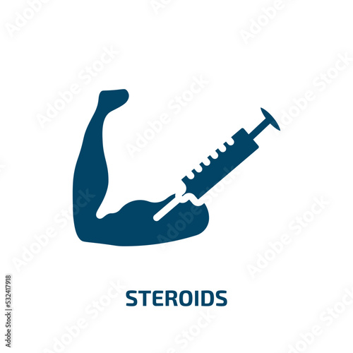 steroids icon from gym and fitness collection. Filled steroids, health, steroid glyph icons isolated on white background. Black vector steroids sign, symbol for web design and mobile apps