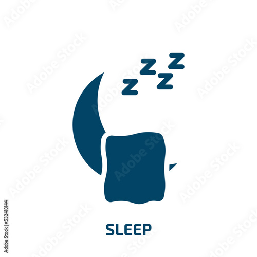 sleep icon from gym and fitness collection. Filled sleep, bed, night glyph icons isolated on white background. Black vector sleep sign, symbol for web design and mobile apps