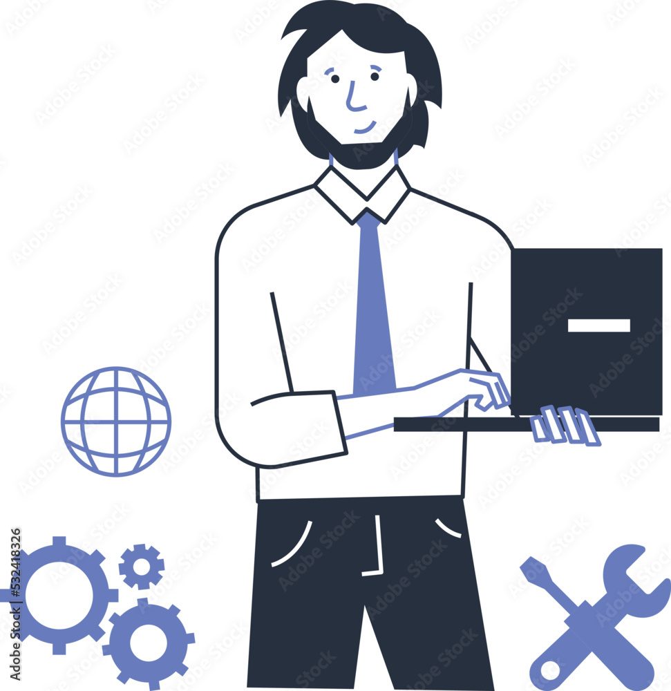 IT manager, programmer, application developer.Vector character, corporation employee. IT manager, programmer, application developer.Vector character, corporation employee.